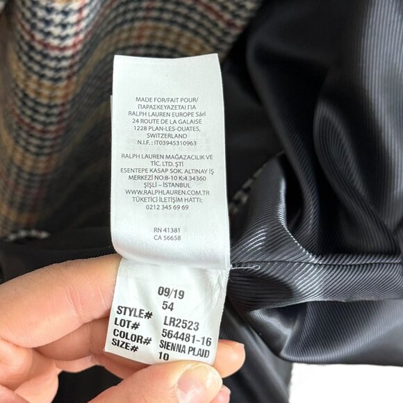 Ralph Lauren Houndstooth Plaid Wool Reefer Coat Old Money Preppy Academia 6 - Picture 10 of 10